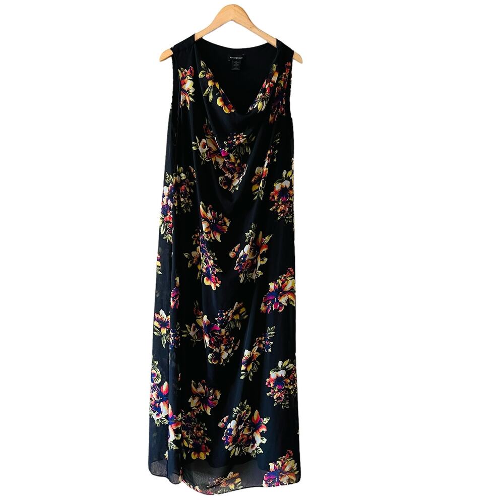 Ashley Stewart Floral Print Cowl Neck Sleeveless Maxi Dress Size 14 Multicolored